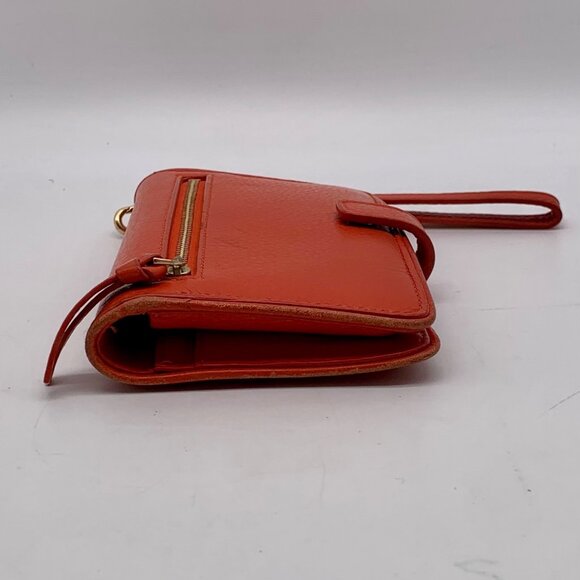 Tory Burch Orange Leather Britten Smartphone Wristlet - Picture 4 of 10